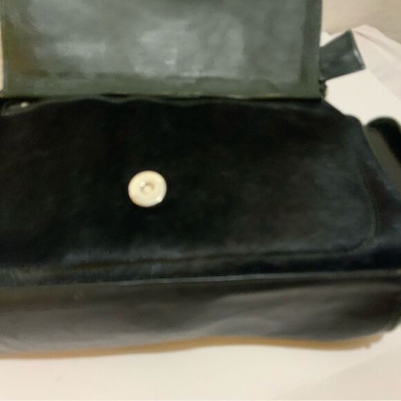 American West Black Hair-On Cowtown Green Tooled Leather Zip-Top Shoulder Bag - Picture 8 of 15